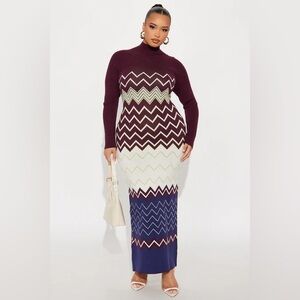 Fashion Nova Burgundy and White Maxi Dress